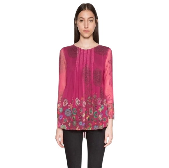Desigual Tops - Desigual Women's Chruse Long Sleeve Shirt Pink Whimsigoth Y2K Size Small